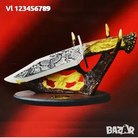 Огромен гравиран ловен нож 23 х 38см (елен)