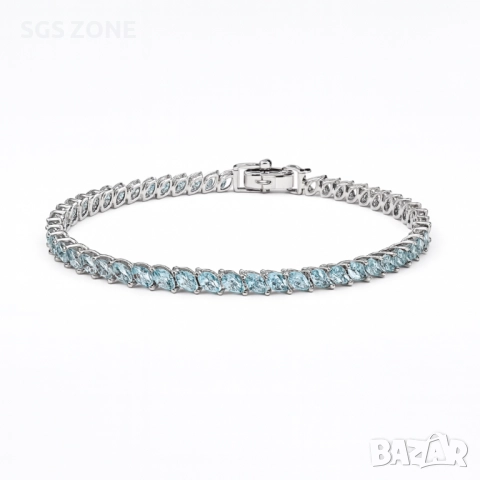 сребърна гривна с естествени топази, шлифовка маркиз