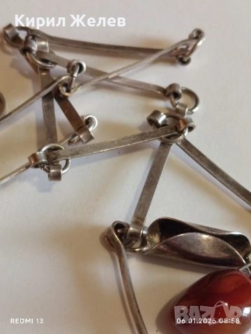 Качествено винтидж сребърно колие с КОРНЕОЛ ювелирна изработка 31343, снимка 4 - Колиета, медальони, синджири - 53002349