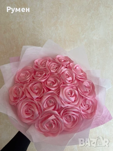 Букети от вечни рози (сатенени рози)., снимка 4 - Подаръци за жени - 46401681