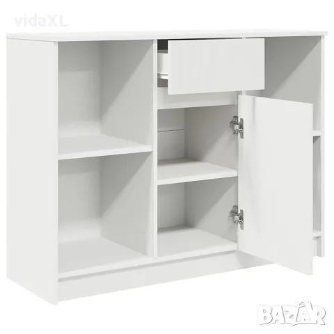vidaXL Бюфет с чекмеджета, бял, 101x35x76 см, инженерно дърво, снимка 5 - Бюфети - 56148261