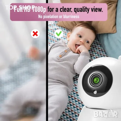 Sainlogic видео бебефон с камера 1080P FHD 5 инчов LCD дисплей, снимка 2 - Столчета за хранене - 49064967