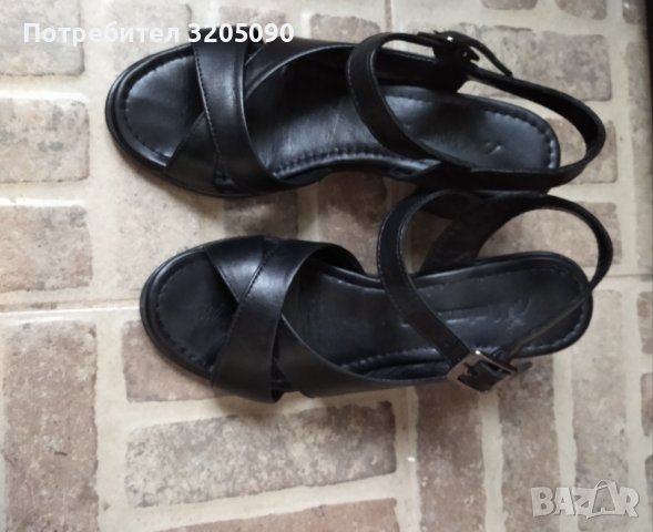 Черни и бежови сандали от естествена кожа , снимка 4 - Сандали - 37958242