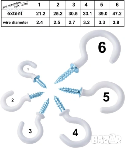 Разнообразен комплект куки за таван,75 броя,винил/стомана, снимка 4 - Други стоки за дома - 53512711