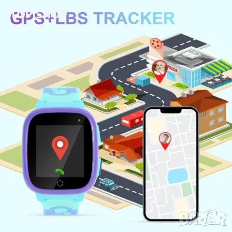 Детски интелигентен часовник LBS Tracker със SOS Anti-Lost Math Game Call Camera Touch Screen, син, снимка 3 - Детски - 49338222