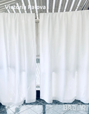 Две бели ленени (100%) пердета 2 броя, снимка 12 - Пердета и завеси - 51572673