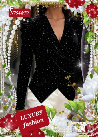 Дамски блузи и топове с кристали и блясък, снимка 3 - Блузи с дълъг ръкав и пуловери - 52398844