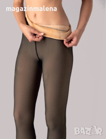 Gladys италиански бежов прозрачен термо чорапогащник 40-130кг плътни термо плюшени чорапогащници , снимка 3 - Бельо - 5619518