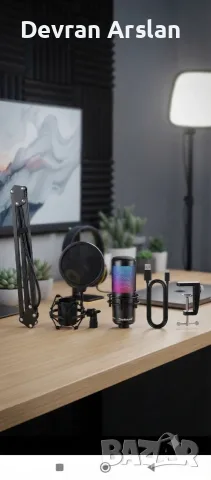 Чисто нов USB микрофон Zealsound RGB с рамо и поп филтър (Пълен комплект), снимка 2 - Микрофони - 56167155