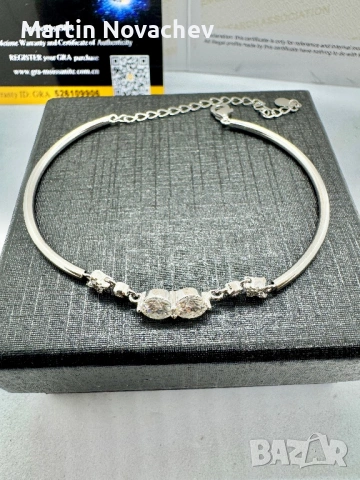 Сребърна гривна с мойсанит (Диамант) 1 карат, снимка 10 - Гривни - 53039861