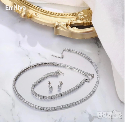 Елегантен тенис комплект бижута с Cubic Zirconia, снимка 3 - Бижутерийни комплекти - 53750470