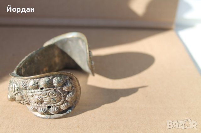 Сребърна възрожденска гривна с позлата, снимка 4 - Антикварни и старинни предмети - 41808145