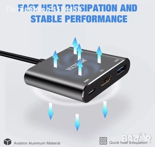USB-C към HDMI многопортов адаптер, снимка 6 - Други - 52506439