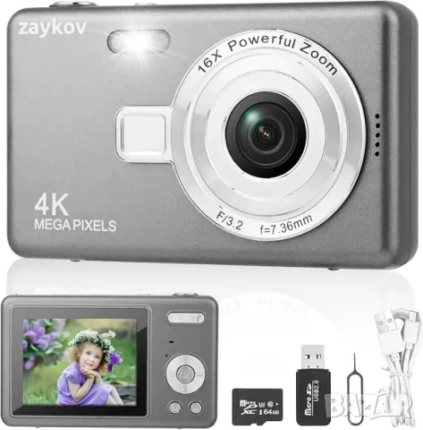 Цифров фотоапарат с 32GB карта, преносим фотоапарат, HD 1080P фотокамера