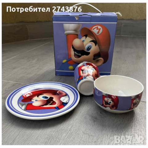 Детски порцеланов сервиз за хранене - СУПЕР МАРИО, 3 части, снимка 6 - Сервизи - 51848285