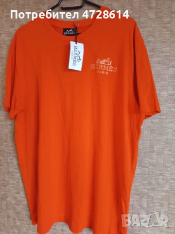 HERMES мъжка тениска в оранжево, снимка 3 - Тениски - 53421218