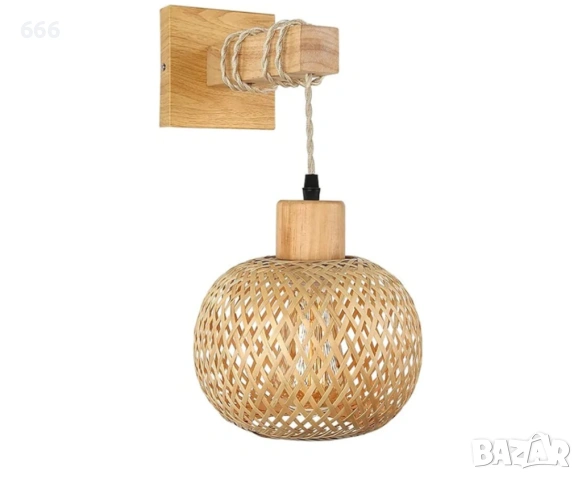 Стенна лампа от рустик ратан, снимка 2 - Други стоки за дома - 53282646
