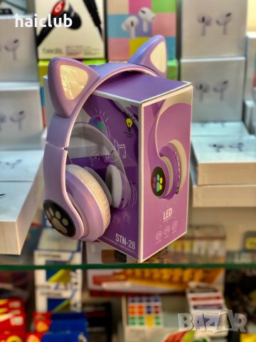 Безжични слушалки с котешки уши със Led светлини/Слушалки коте/, снимка 2 - Bluetooth слушалки - 36754960
