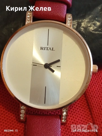 Красив стилен дизайн дамски часовник Rital quartz с кожена каишка 51695