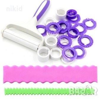 Валяк резец нож ролер за рязане изрязване на вълнообразни ивици ленти тесто , снимка 3 - Форми - 35872325