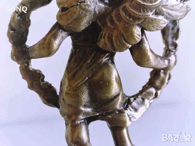 Страхотна Стара Колекционерска Бронзова Фигура Ангел-Херувим, снимка 8 - Колекции - 53354355