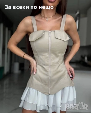 Дамска Рокля С Цип Отпред - Налични Различни Цветове Код EN4, снимка 3 - Рокли - 53836954