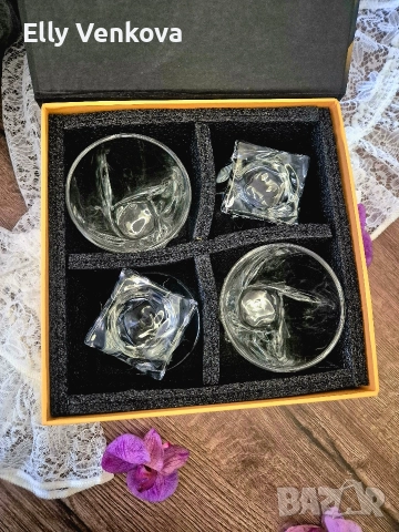 Четири стъклени чаши за уиски в кутия, снимка 6 - Чаши - 52888268