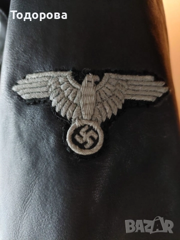 Schwarzer SS-Trenchcoat ww2(кожено военно палато на немски офицер), снимка 2 - Антикварни и старинни предмети - 52181408