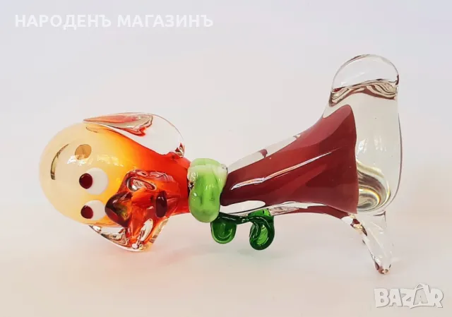 МУРАНО - MURANO - статуетка куче фигура изцало от цветно стъкло етикет , снимка 7 - Други ценни предмети - 47777567