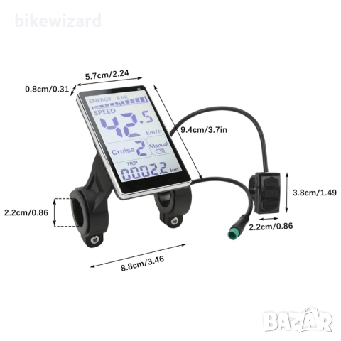 LCD дисплей за електрически велосипед, 24V 36V 48V 60V 5-пинов LCD НОВ