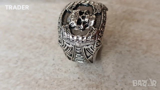 Готически пръстен с череп амулет гривна висулка, снимка 4 - Пръстени - 30904383