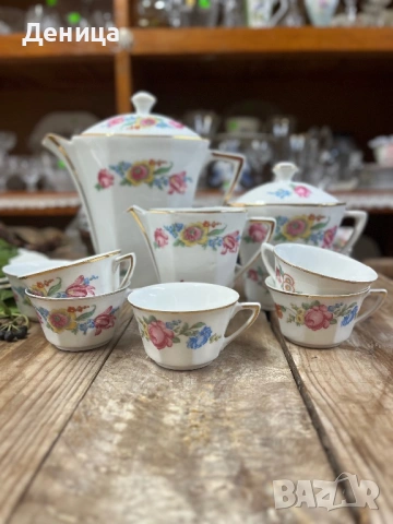 Френски сервиз за кафе Страхотни форми и пъстри букети 6 чаши за кафе-120 мл , снимка 4 - Сервизи - 53587794