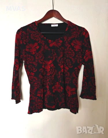 Нова дамска блуза с 3/4 ръкав Черно с червено М размер