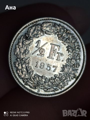 1/2 франка швейцарски унк сребро 1957 г

, снимка 6 - Нумизматика и бонистика - 41750519
