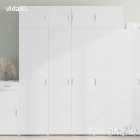 vidaXL Висок шкаф, бял, 80x42,5x185 см, инженерно дърво, снимка 2 - Бюфети - 56146860