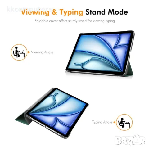 iPad Air 13 (2025) / (2024) Trifold Stand Cover PU Leather+PC Кожен Калъф и Протектор, снимка 5 - Калъфи, кейсове - 50030750