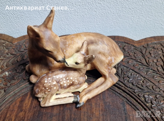 🦌 Порцеланова фигура „Сърна с малко“ – Goebel, W. Germany , снимка 8 - Колекции - 52869431