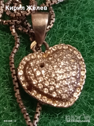Скъпоценен сребърен пендант сърчице с блестящи цирконий и сребърна верижка 27426, снимка 5 - Колиета, медальони, синджири - 52895715