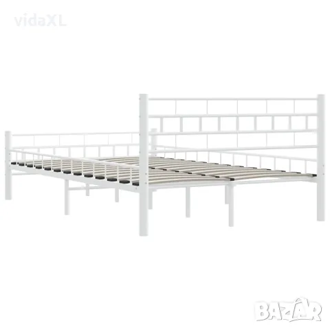 vidaXL Рамка за легло, бяла, метал, 140x200 cм, снимка 7 - Спални и легла - 56146497