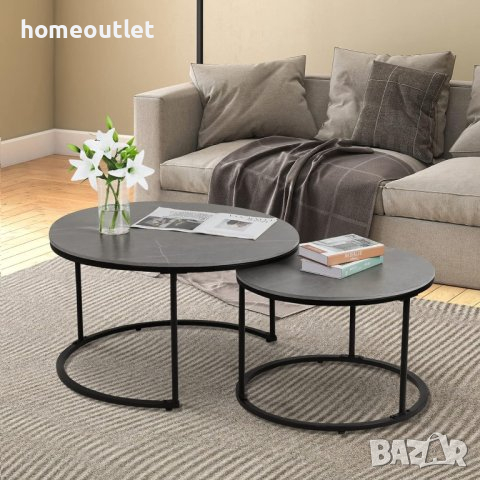 Масичка за кафе от две части с плот имитиращ мрамор JJ-XZ199, снимка 7 - Маси - 44709464