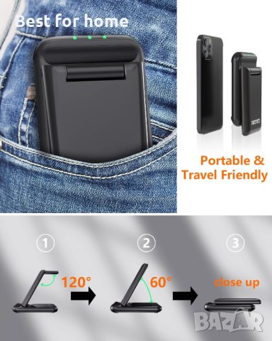 GAGBK Станция за безжично зареждане 3 в 1,съвместимо с iPhone,Apple Watch,Airpods, снимка 2 - Безжични зарядни - 41912465