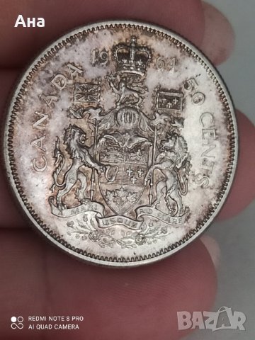 50 цента 1964 г Канада сребро

, снимка 3 - Нумизматика и бонистика - 41736876