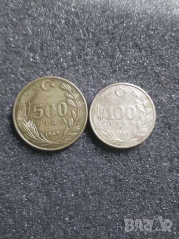 100 и 500 лири 1989г.Турция
