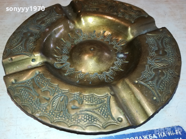 ПЕПЕЛНИК ОТ ФРАНЦИЯ 15СМ МЕД МЕСИНГ 1003241047, снимка 3 - Антикварни и старинни предмети - 44694229