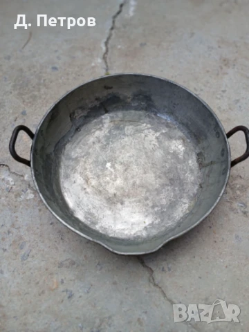 Стара медна тава с дръжки, снимка 1
