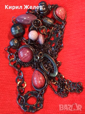 ЕЛЕГАНТНА МОДНА ОГЪРЛИЦА с ПОЛИРАНИ ПОЛУСКЪПОЦЕННИ КАМЪНИ 26562, снимка 12 - Колиета, медальони, синджири - 41860849