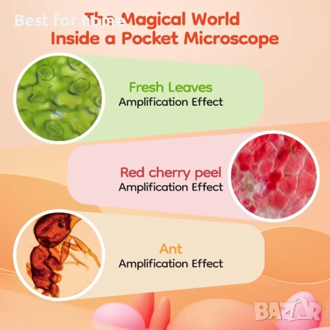 Джобен мини малък микроскоп, ръчен микроскоп с LED осветление и увеличение 60x-120x, снимка 6 - Друга електроника - 53573031