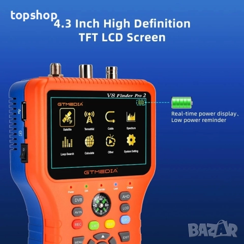 GT Media V8 Finder Pro Сателитен детектор, TV DVB-S2X/S2/S/T2/T/C приемник на сигнал, H.264 цифров.., снимка 2 - Части и Платки - 51562965