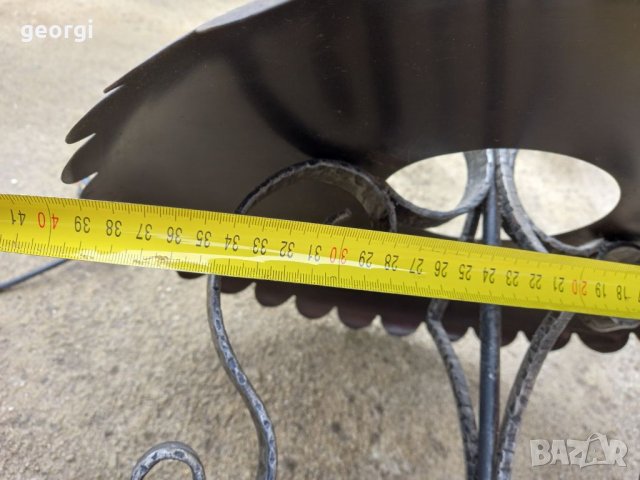 Немски полилей от ковано желязо и дърво, снимка 7 - Лампи за таван - 39415204