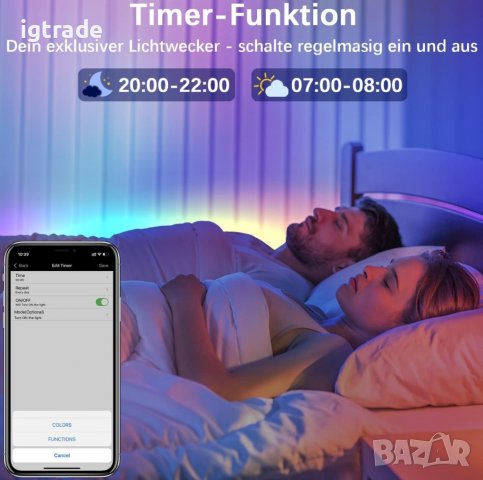 RGBIC LED 10 метра лента, Bluetooth управление, Вграден микрофон, rainbow дъга ефект, снимка 5 - Лед осветление - 39302103